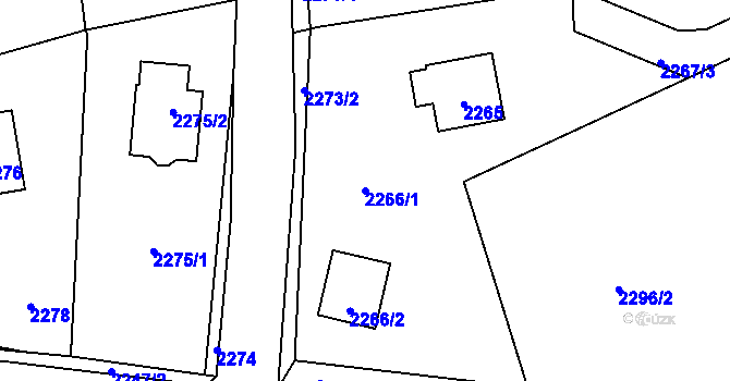 Parcela st. 2266/1 v KÚ Hlásná Třebaň, Katastrální mapa