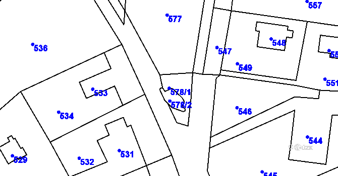 Parcela st. 578/1 v KÚ Hlásná Třebaň, Katastrální mapa