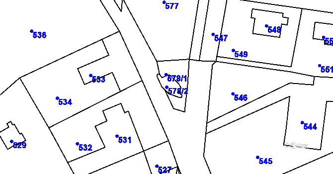 Parcela st. 578/2 v KÚ Hlásná Třebaň, Katastrální mapa