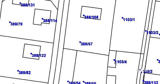 Parcela st. 388/57 v KÚ Hlásná Třebaň, Katastrální mapa