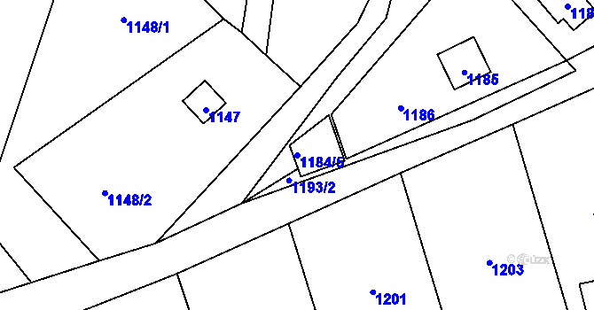 Parcela st. 1184/5 v KÚ Hlásná Třebaň, Katastrální mapa