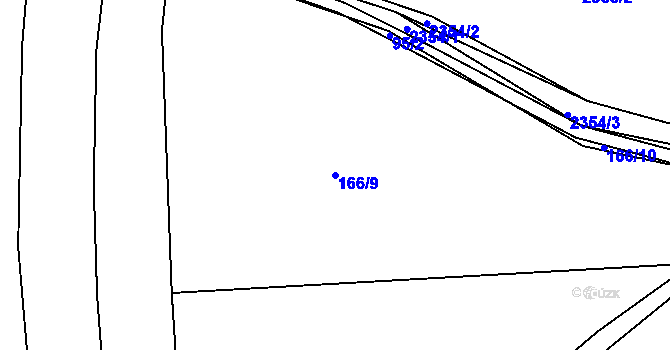 Parcela st. 166/9 v KÚ Hlásná Třebaň, Katastrální mapa