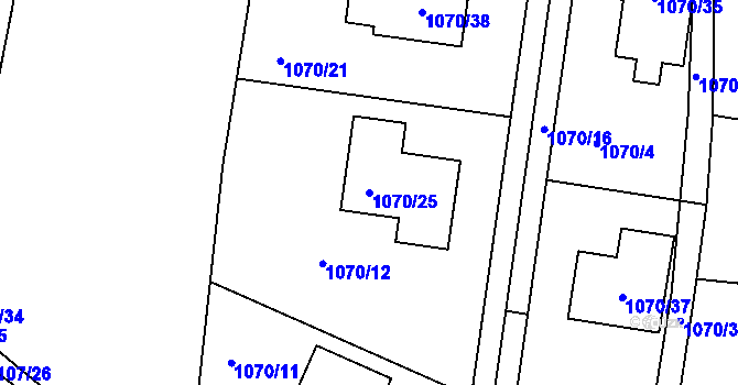 Parcela st. 1070/25 v KÚ Hlásná Třebaň, Katastrální mapa