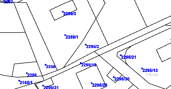 Parcela st. 2295/2 v KÚ Hlásná Třebaň, Katastrální mapa