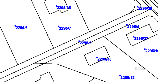 Parcela st. 2295/9 v KÚ Hlásná Třebaň, Katastrální mapa