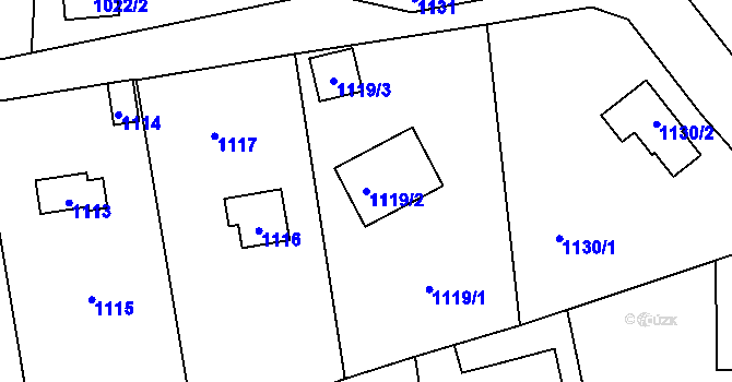 Parcela st. 1119/2 v KÚ Hlásná Třebaň, Katastrální mapa