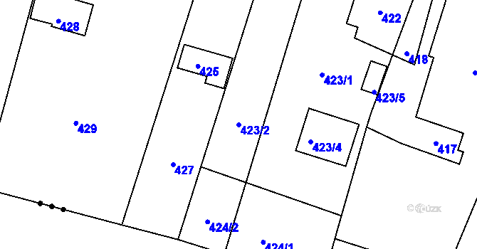 Parcela st. 423/2 v KÚ Hlásná Třebaň, Katastrální mapa