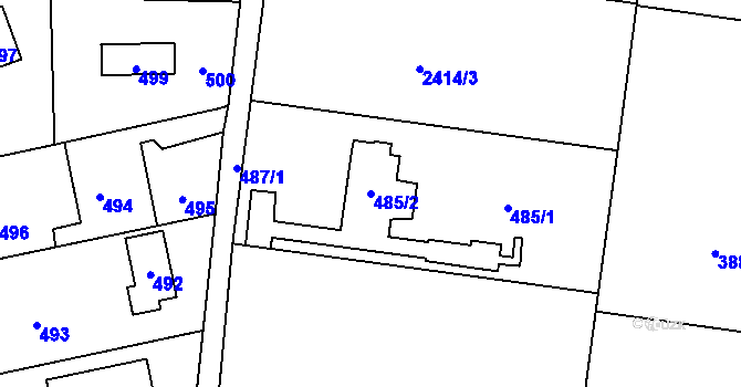 Parcela st. 485/2 v KÚ Hlásná Třebaň, Katastrální mapa