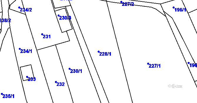 Parcela st. 228/1 v KÚ Hlásná Třebaň, Katastrální mapa