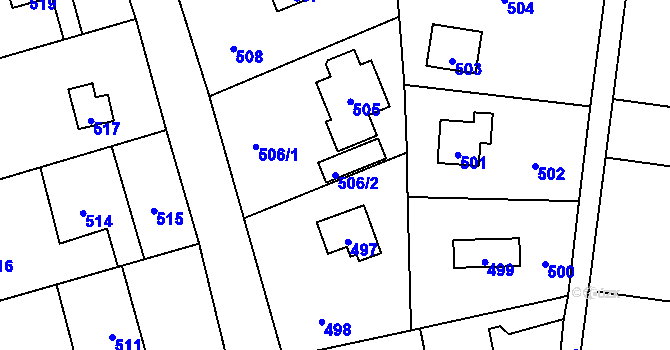 Parcela st. 506/2 v KÚ Hlásná Třebaň, Katastrální mapa