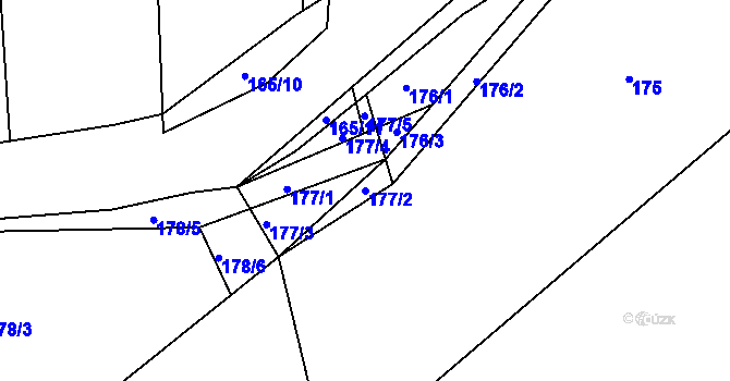Parcela st. 177/2 v KÚ Hlásná Třebaň, Katastrální mapa