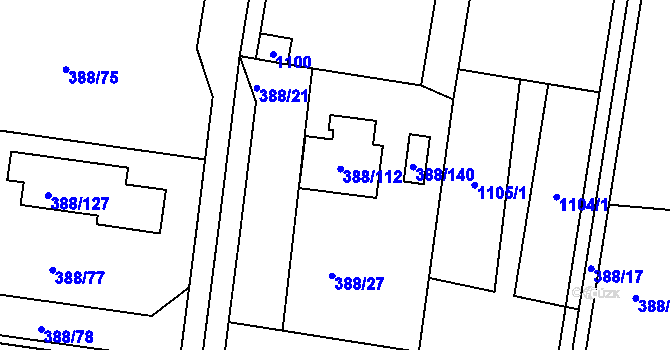 Parcela st. 388/112 v KÚ Hlásná Třebaň, Katastrální mapa
