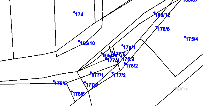 Parcela st. 165/11 v KÚ Hlásná Třebaň, Katastrální mapa