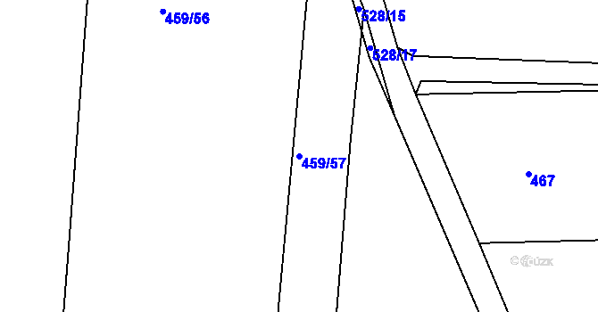 Parcela st. 459/57 v KÚ Hlásná Třebaň, Katastrální mapa