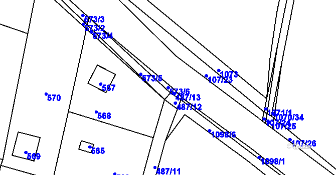 Parcela st. 573/6 v KÚ Hlásná Třebaň, Katastrální mapa