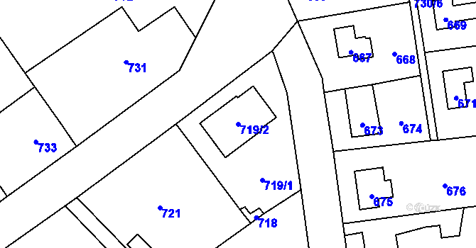 Parcela st. 719/2 v KÚ Hlásná Třebaň, Katastrální mapa
