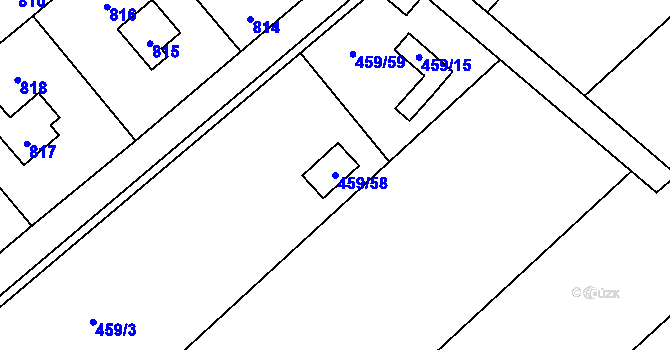 Parcela st. 459/58 v KÚ Hlásná Třebaň, Katastrální mapa