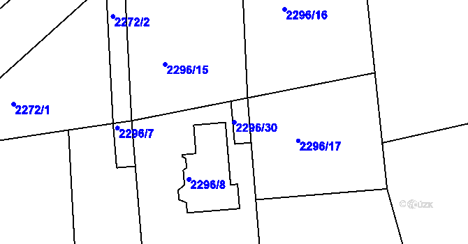 Parcela st. 2296/30 v KÚ Hlásná Třebaň, Katastrální mapa