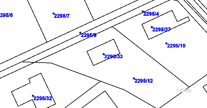 Parcela st. 2295/33 v KÚ Hlásná Třebaň, Katastrální mapa