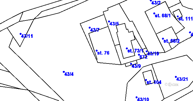Parcela st. 76 v KÚ Hlásnice, Katastrální mapa