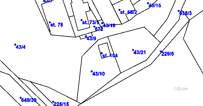 Parcela st. 104 v KÚ Hlásnice, Katastrální mapa