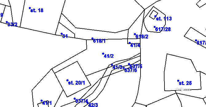 Parcela st. 41/2 v KÚ Hlásnice, Katastrální mapa