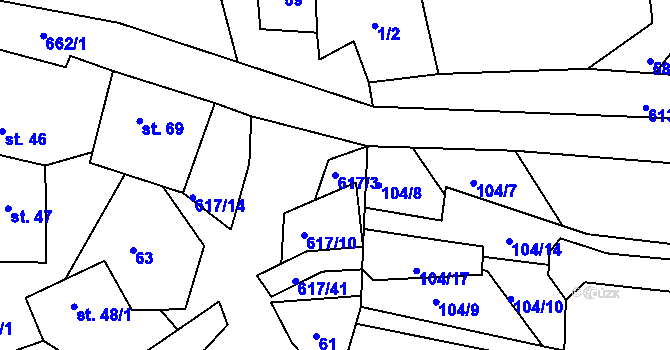 Parcela st. 617/3 v KÚ Hlásnice, Katastrální mapa