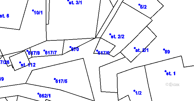 Parcela st. 617/6 v KÚ Hlásnice, Katastrální mapa