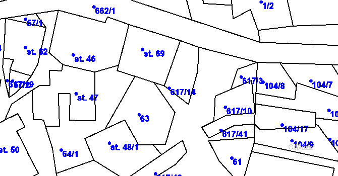 Parcela st. 617/14 v KÚ Hlásnice, Katastrální mapa