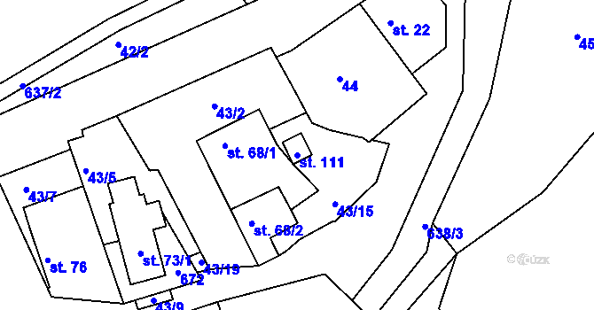 Parcela st. 111 v KÚ Hlásnice, Katastrální mapa