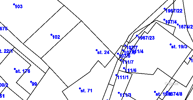 Parcela st. 24 v KÚ Hlavatce, Katastrální mapa
