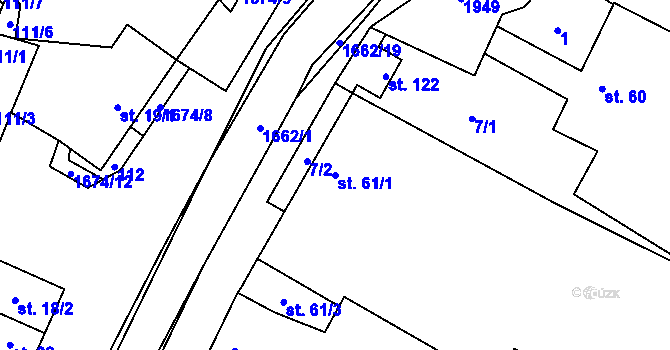 Parcela st. 61/1 v KÚ Hlavatce, Katastrální mapa
