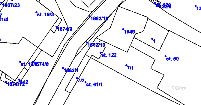 Parcela st. 122 v KÚ Hlavatce, Katastrální mapa