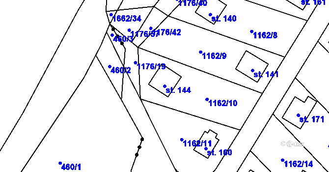 Parcela st. 144 v KÚ Hlavatce, Katastrální mapa