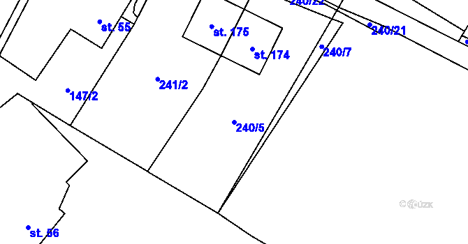 Parcela st. 240/5 v KÚ Hlavatce, Katastrální mapa