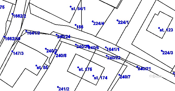 Parcela st. 240/6 v KÚ Hlavatce, Katastrální mapa