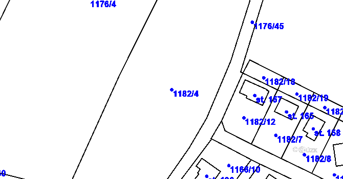 Parcela st. 1182/4 v KÚ Hlavatce, Katastrální mapa