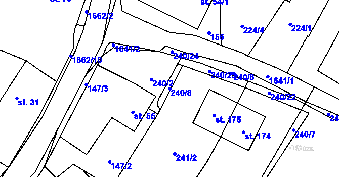 Parcela st. 240/8 v KÚ Hlavatce, Katastrální mapa