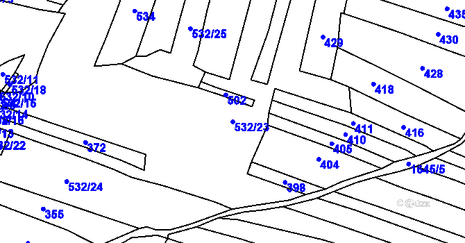 Parcela st. 532/23 v KÚ Hlavatce, Katastrální mapa