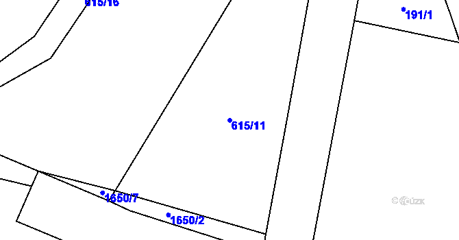Parcela st. 615/11 v KÚ Hlavatce, Katastrální mapa