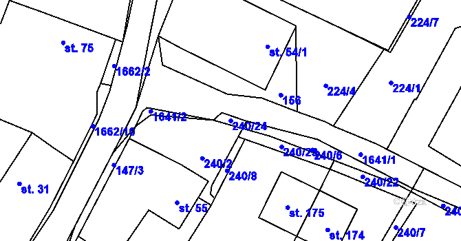 Parcela st. 240/24 v KÚ Hlavatce, Katastrální mapa