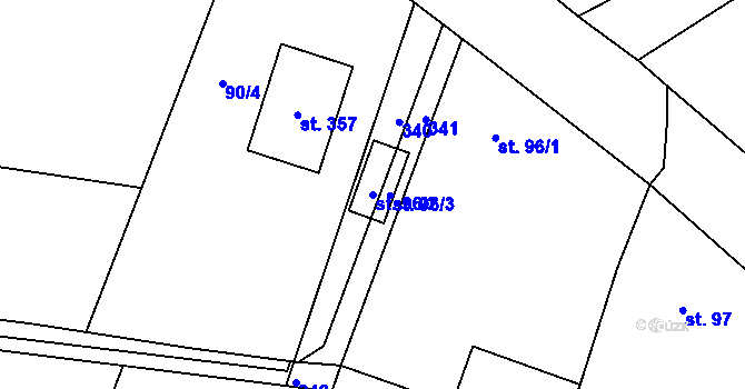 Parcela st. 96/2 v KÚ Vyhnanice, Katastrální mapa