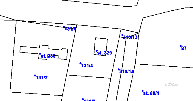 Parcela st. 329 v KÚ Vyhnanice, Katastrální mapa
