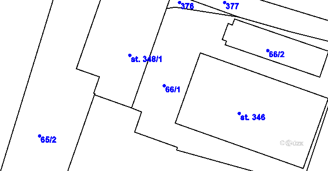 Parcela st. 66/1 v KÚ Vyhnanice, Katastrální mapa
