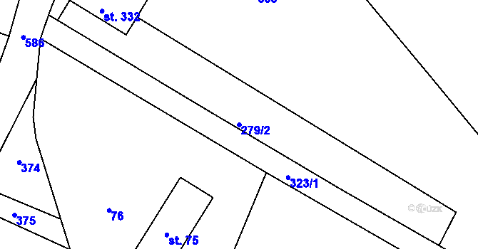 Parcela st. 279/2 v KÚ Vyhnanice, Katastrální mapa