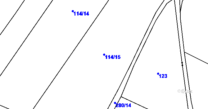 Parcela st. 114/15 v KÚ Vyhnanice, Katastrální mapa