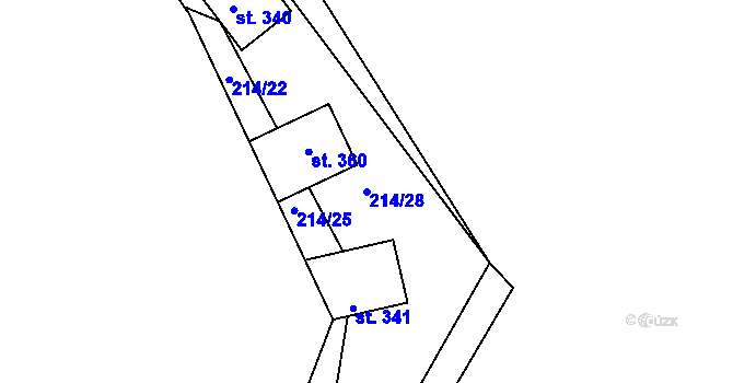 Parcela st. 214/28 v KÚ Vyhnanice, Katastrální mapa