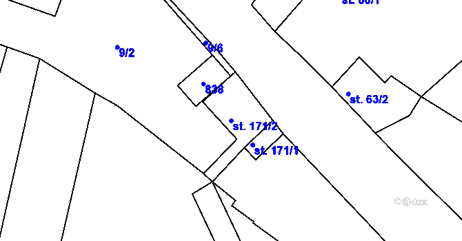 Parcela st. 171/2 v KÚ Hlavečník, Katastrální mapa