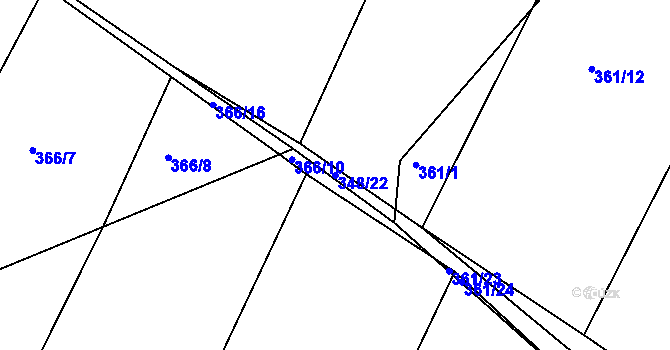 Parcela st. 348/22 v KÚ Hlavečník, Katastrální mapa