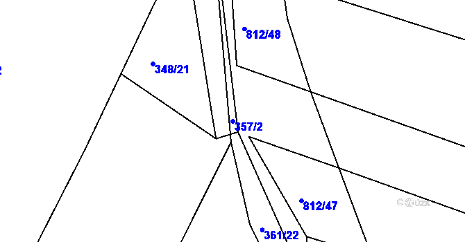 Parcela st. 357/2 v KÚ Hlavečník, Katastrální mapa